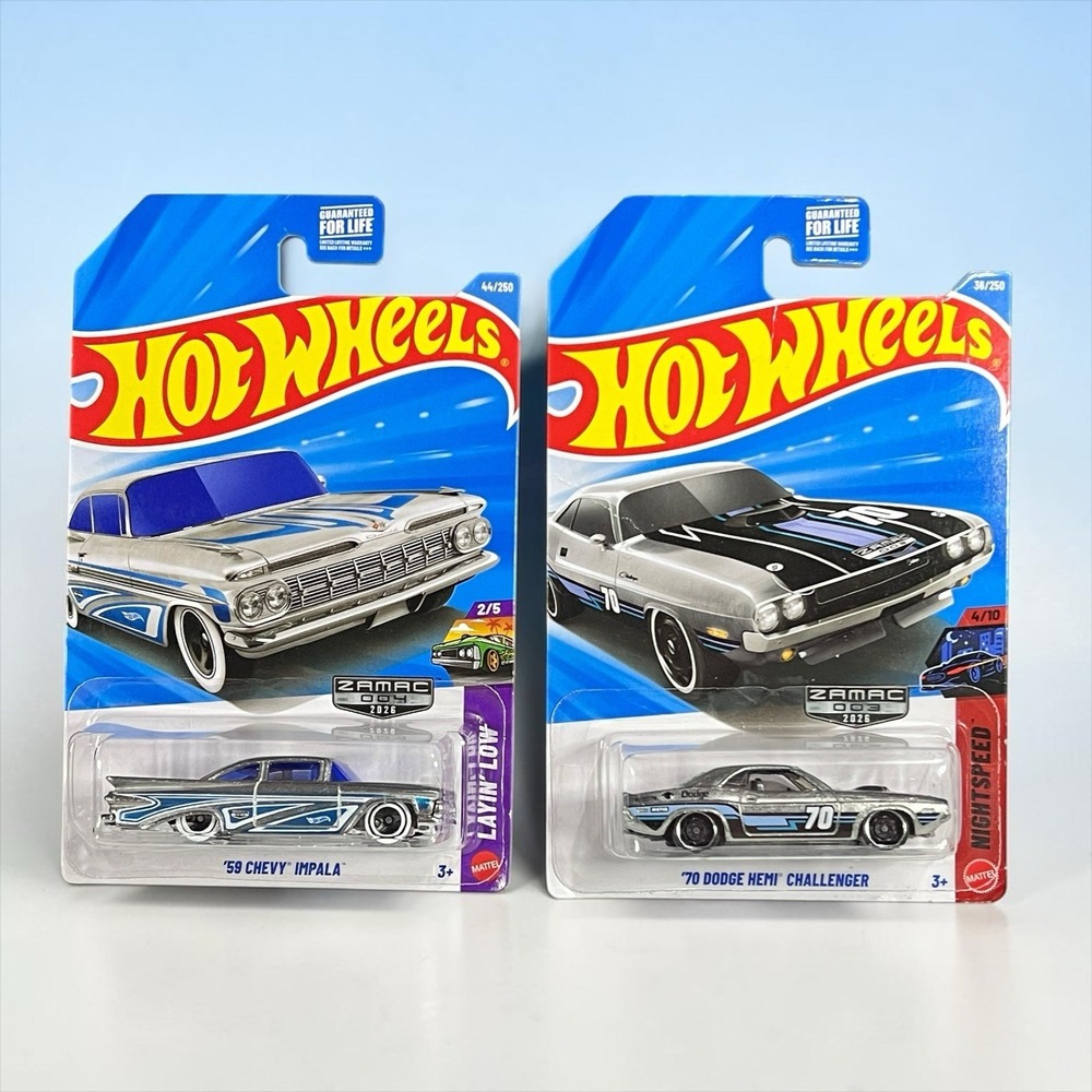 2026 Hot Wheels Zamac '70 Dodge Hemi Challenger & '59 Chevy Impala Diecast Lot